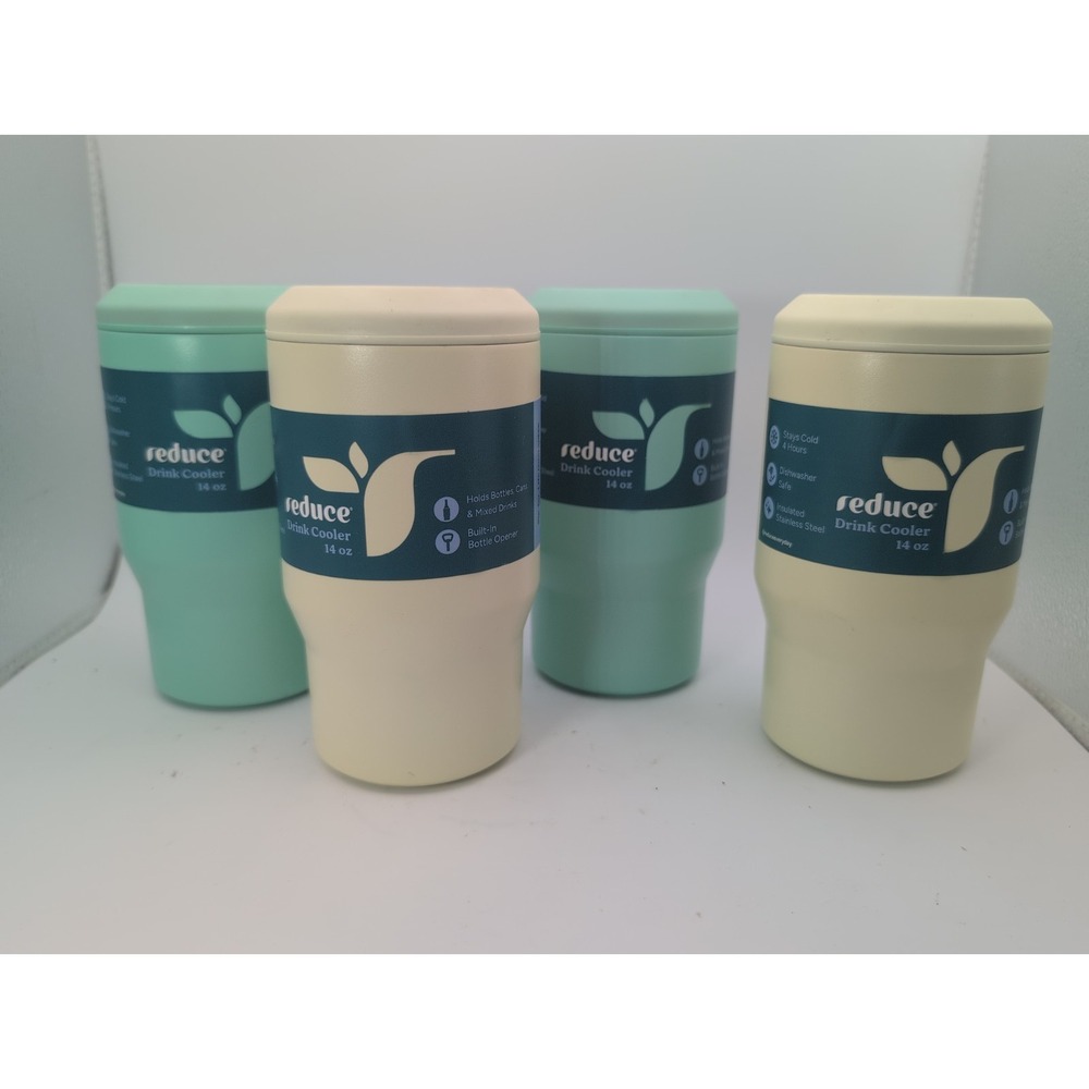 Reduce Drink Cooler 14 Oz Set Of Four Yellow Green New